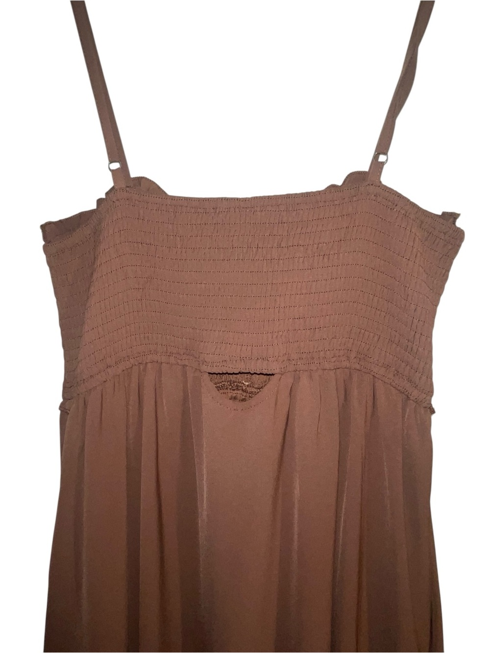 Dokotoo chocolate brown tiered sleeveless maxi dress w/button down front. Size M - Picture 8 of 11